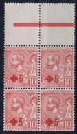 Monaco: 1914  Yv 26  MNH/** L4-block Bord De Feuille, Hinge At Bord - Unused Stamps