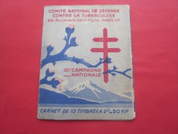 Rare 1945 ERINNOPHILIE FRANCE BLOC CARNET 10 VIGNETTE ANTI TUBERCULEUX NESTLE GIBBS 15é CAMPAGNE CONTRE TUBERCULOSE - Blocks & Sheetlets & Booklets