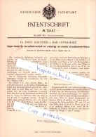 Original Patent - Dr. E. Hartstein In Bad Oeynhausen , 1892 , Doppel-Canüle Für Den Luftröhrenschnitt !!! - Bad Oeynhausen