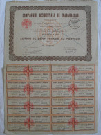 Action 1933 Compagnie Occidentale Madagascar 100 F Action Au Porteur  Siege à Paris Emprunt Titre Coupons - Afrika