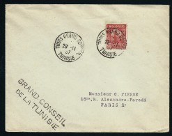 FRANCE-TUNISIE OBLITERATION TEMPORAIRE  " TUNIS GRAND CONSEIL   DU 29/11/37  LOT P3087 - Lettres & Documents