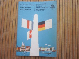 1950 Plan De Bale Basle Basel Suisse  Helvetia Swiss Bank Guide Touristique Publicitaire  Schéma De Ligne Reseaux - Europe