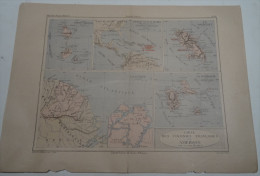 @ ANCIENNE CARTE ATLAS DES COLONIES FRANCAISES EN AMERIQUE GUADELOUPE LA MARTINIQUE StPIERRE  MIQUELON LA GUYANE - Geographische Kaarten