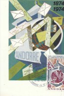 ANDORRE LA VIEILLE - 1974 - Centenaire De L'Union Postale Universelle - Cartoline Maximum