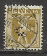 HELVETIA , SUISSE , 2 C , Perforé Perfin : " C " , 1907 - 1917 , N° Y&T 113 - Perfins