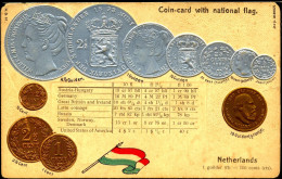 COIN CARDS-EMBOSSED METALLIC COLORS-NEDERLANDS- SCARCE-CC-39 - Monnaies (représentations)