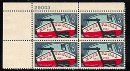 Plate Block -1967 USA Erie Canal Stamp Sc#1325 River Boat Ship Lake - Agua