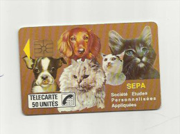 TELE CARTE / SEPA STE ETUDES PERSONNALISEES APPLIQUEES / TETES CHIEN ET CHAT / TIRAGE 1000 EX - Jetons