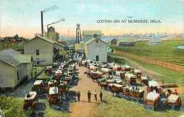 242257-Oklahoma, Muskogee, Cotton Gin, Farmers With Horse Drawn Delivery Wagons, Card No 11404 - Muskogee