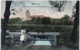 GÜSTROW Domkirche Von Der Promenade Aus Junges Mädchen Mit Fahrrad Und Kreissäge 1.6.1911 Gelaufen - Guestrow