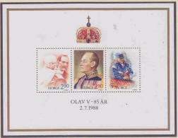 Norway 1988 Birthday King Olav (85Y) M/s ** Mnh (21006) - Blocchi & Foglietti