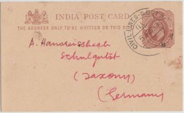 Br India Queen Victoria, Postal Stationary Card, Bridge Style Postmark, Civil-line-Quetta, Sent To Germany - 1882-1901 Impero