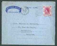 Postal Stationery AEROGRAMME 50 Cents Purple Elizabeth Cancelled HONG KONG 20 APR. 1956 To Brussels (Belgium) - 10154 - Briefe U. Dokumente