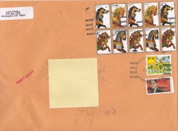 2013 United States U.S. - Nice Cover Sent To Romania 12 Stamps Horses Toys Energy Stationery Entier - 2011-...