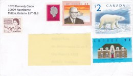 2014 Canada - Nice Cover Sent To Romania 5 Stamps Bear Building Fauna People Stationery Entier - 1953-.... Regno Di Elizabeth II