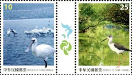 2015  30th Asian  Stamp Exhi  Stamps Our Ecosystem River Wetland Black-faced Spoonbill Bird Stilt Mangrove Tree - Agua