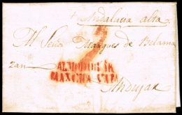 CIUDAD REAL PREF. - PE 7 ALMODOVAR - 1837 CARTA CIRC. A ANDUJAR + PORTEO 7 - ...-1850 Prefilatelia