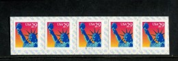 USA POSTFRIS MINT NEVER HINGED POSTFRISCH EINWANDFREI SCOTT 2599B PCN STRIP OF 5 PLATE D1111 STATUE OF LIBERTY - Ruedecillas (Números De Placas)