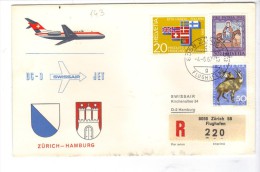 VOL143 - SVIZZERA 1967, Primo Volo Zurich Hamburg . Raccomandata - First Flight Covers