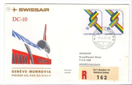 VOL172 - NAZIONI UNITE, Primo Volo Geneve Monrovia .  Raccomandata - Airmail
