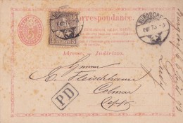 SUISSE  CARTE POUR COLMAR  CACHET D'ARRIVEE - Briefe U. Dokumente