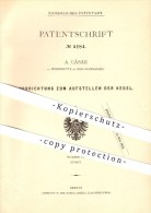 Original Patent -A. Cäsar In Westerhütte Zu Bad-Oeynhausen ,1878, Apparat Zum Aufstellen Der Kegel , Kegeln , Bowling !! - Bad Oeynhausen