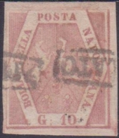 NAPOLI 1858 - 10 Gr. Rosa Brunastro N. 10. Cat. € 350,00. - Neapel