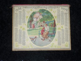 1932 ALMANACH CALENDRIER DOUBLE OUVRANT DES POSTES ET TELEGRAPHES PTT P.T.T, SESSIN ILLUSTRATION LA LECON DE LECTURE, - Grand Format : 1921-40