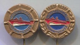 DRAVA OSIJEK CROATIA - Marine Ship  Yachting Nautical, Vintage Pin  Badge, 2 Pieces - Sailing, Yachting