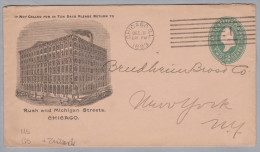 USA Ganzsache Mit Privatzudruck (Spaulding & Merrick Chicago) 1893-12-08 Chicago Nach NY - ...-1900