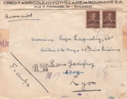 CENSURE SUR LETTRE RECOMMANDÉ 1941 ROUMANIE POUR LA FRANCE.  / 5983 - World War 2 Letters