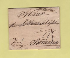 Lettre De Copenhague - Destination Bordeaux - Franco Jusqu A Hambourg - Courrier De 1753 - ...-1851 Préphilatélie