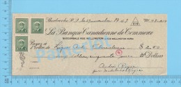Sherbrooke 1949 Cheque ( $2.50 , Ligue Anti-Tuberculeuse, Stamp Strip Scott 3 X #249 )Quebec Qc. 2 SCANS - Cheques & Traverler's Cheques