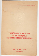 1788FM- COMMUNIST PARTY ANNIVERSARY BOOKLET, EMBOISED, COAT OF ARMS, 1961, ROMANIA - Booklets