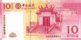 MACAU  (BANCO DE CHINA)   10  PATACAS    2008  (2009)  SC/UNC/PLANCHA      DL-6771 - Autres - Asie