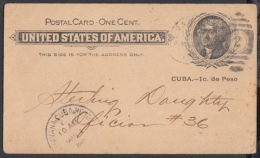 1899-EP-55. CUBA US OCCUPATION. 1899. ENTERO POSTAL. 1c. Ed.39r. IMPRESO PRIVADO. ERROR SIN PUNTO DESPUES DE PESO. - Briefe U. Dokumente