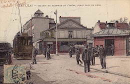 LES LILAS : STATION Du TRAMWAY De L´ OPÉRA PLACE PAUL DE KOCK / CAFÉ - BILLARD... ~ 1905 - T.C.V. (s-086) - Les Lilas