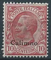 1912 EGEO CALINO EFFIGIE 10 CENT MNH ** - W073-3 - Egeo (Calino)