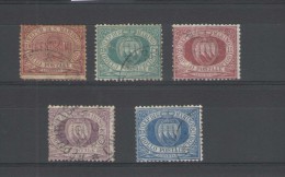 SAN MARINO 1845 CIFRA O STEMMA SOP.TI SERIETTA 5 VALORI USATA - Used Stamps