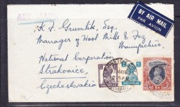 СOVERS-15  LETTER SEND FROM  BOMBEY,INDIA TO STRAKONICE, CZECHOSLOVAKIA. 23.05.1947. - 1936-47 Roi Georges VI