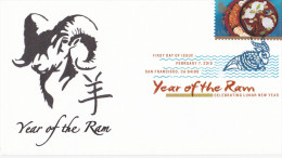 Lunar New Year/Year Of The Ram FDC With DCP Cancellation, From Toad Hall Covers - 2011-...