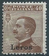 1912 EGEO LERO EFFIGIE 40 CENT MNH ** - W085-8 - Aegean (Lero)