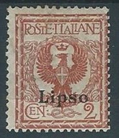 1912 EGEO LIPSO AQUILA 2 CENT MH * - W086-3 - Aegean (Lipso)