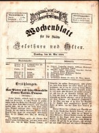 Wochenblatt Für Solothurn Und Olten 1844 , Mit Verzeichnis Der Abgestiegenen Hotelgäste !!! - Olten