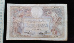 Billet De 100 , Cent Francs Luc Olivier Merson, 1938, L62493 - 100 F 1908-1939 ''Luc Olivier Merson''