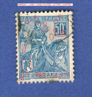 * 1929 N° 257  TYPE 1 DENT 14 X 13 1/2 JEANNE D ARC 50 C BLEU  OBLITÉRÉ DOS CHARNIÈRE - Used Stamps