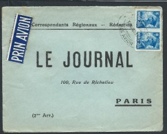 ROUMANIE- Enveloppe Commerciale  De Journal    Obl  " Par Avion" Pour Paris En 1933  LOT P4178 - Covers & Documents