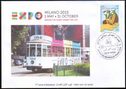 ARGELIA 2014 FDC World Expo Milan 2015 Milano Expo - Italie Italia Italy Exposition Food Feeding Tram Train Zug Tren - 2015 – Milan (Italie)