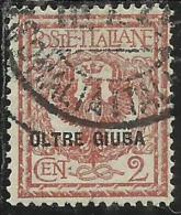 OLTRE GIUBA 1925 SOPRASTAMPATO D´ITALIA ITALY OVERPRINTED CENT. 2 C USATO USED OBLITERE´ - Oltre Giuba