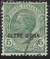 OLTRE GIUBA 1925 SOPRASTAMPATO D´ITALIA ITALY OVERPRINTED 5 CENT. USATO USED OBLITERE´ - Oltre Giuba